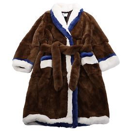 DONDUP Lapin Fur Coat in Brown, Size 42 IT