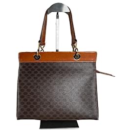 Vintage Celine Coated Canvas Handbag Brown Tan Gold - Céline