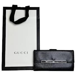 Portafoglio in pelle testurizzata vintage Gucci nero argento