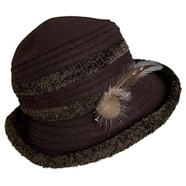 Cappello in feltro di lana vintage Givenchy Marrone scuro Verde oliva