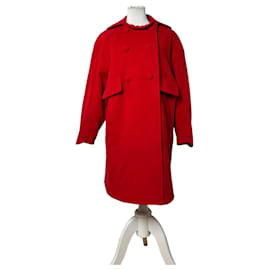 Vintage Fendi Wollmischmantel Rot L