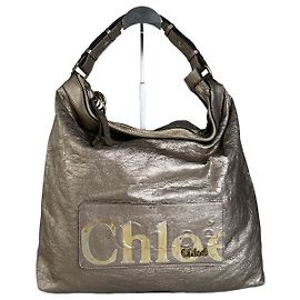 Chloé Tote in pelle metallizzata vintage Chloe Taupe Gold