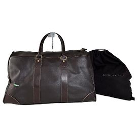 Borsa Duffle in pelle vintage Burberry Marrone scuro Oro