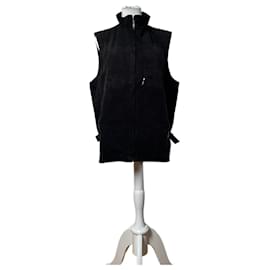 Gilet in scamosciato vintage Burberry da uomo, fodera a quadri neri M