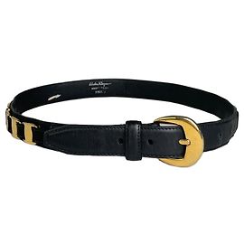 Salvatore Ferragamo Cintura in pelle vintage Ferragamo nera e oro