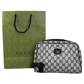 Beauty case Vintage Gucci GG Supreme Beige Navy
