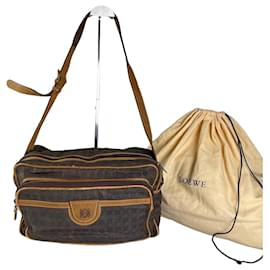 Borsa a Spalla Vintage Loewe Monogram Canvas Marrone Tan