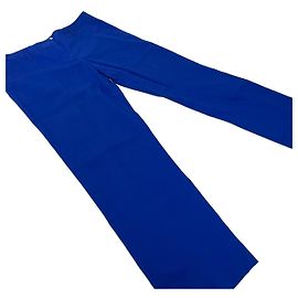 Calças de mistura de algodão vintage Miu Miu Azul brilhante L