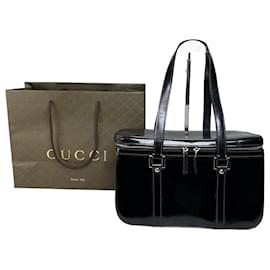 Tote Vintage Gucci in vernice nero e argento