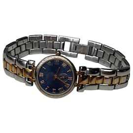 Orologio da polso vintage Givenchy in acciaio inossidabile blu e oro