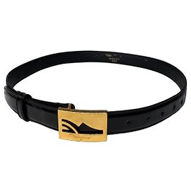 Salvatore Ferragamo Vintage Ferragamo Gürtel aus Lackleder mit Logo Schwarz Gold