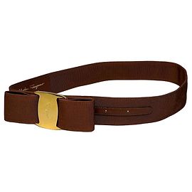 Salvatore Ferragamo Vintage Ferragamo Gürtel aus Leder mit Grosgrain-Besatz Braun Gold
