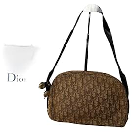 Borsa a Spalla Vintage Dior in Tela Monogramma Marrone Beige