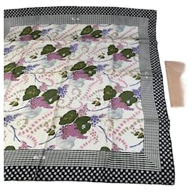 Vintage Chloe Seidentuch Floral Weiß Grün Lila Navy - Chloé