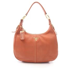 Borsa a tracolla in pelle marrone Prada