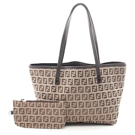 Bolso Tote Fendi Zucca marrón y beige de piel y lona