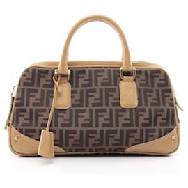 Borsa Fendi Zucca nera e beige in pelle e tela