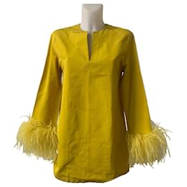 Valentino – Tunique en soie avec bordure en plumes