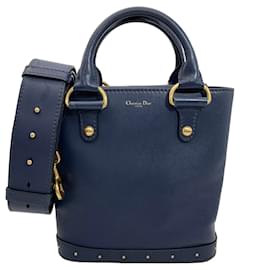 Borsa a secchiello Christian Dior in pelle blu navy
