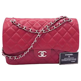 Borsa Chanel Jumbo Classic Double Flap in pelle caviar rossa