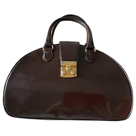Borsa a mano Moschino in vernice marrone