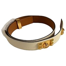 Hermès Ledergürtel Weiß Goldene Schnalle