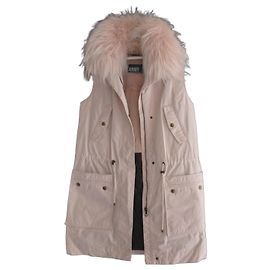 Yves Salomon ARMY Parka Lunga Rosa Pallido