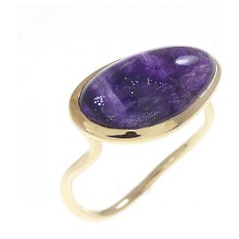Autre Marque Anello ete K10 Oro Giallo Quarzo Fluorite