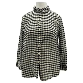 Autre Marque Camicia a quadri in cotone nera CORTANA