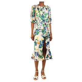 Autre Marque Vestido midi con estampado floral multicolor - talla UK 6