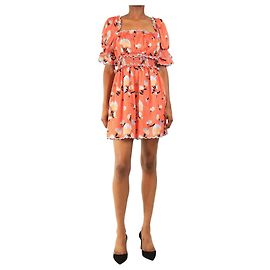 Self portrait Mini-Kleid mit orangefarbenem Blumendruck - Größe UK 6