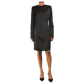 Totême Mini vestido de cetim preto de manga comprida - tamanho UK 8