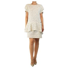 Chanel Minivestido de tweed blanco - talla UK 14