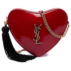 Borsa a tracolla Sac Coeur in vernice rossa Small di Saint Laurent