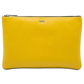 Clutch CD Diamond in tela rivestita gialla Dior