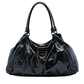 Borsa a tracolla Gucci Black Patent Abbey D Ring