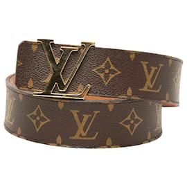 Cintura reversibile Louis Vuitton Brown Monogram Initiales
