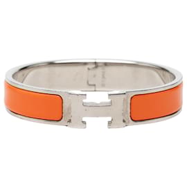 Hermès Orange Narrow Enamel Clic H Bracelet PM
