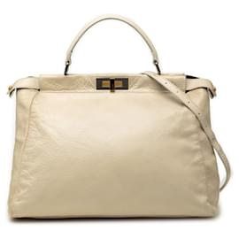 Fendi Brown Large Leather Peekaboo Iconic Satchel