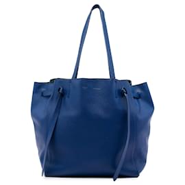 Celine Phantom Cabas Tote aus blauem Leder, Größe Small - Céline