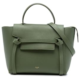 Bolso Belt en piel de becerro micro granulado verde Celine - Céline