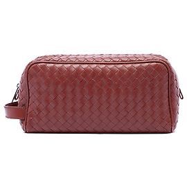 Bottega Veneta Red Nappa Intrecciato Travel Pouch