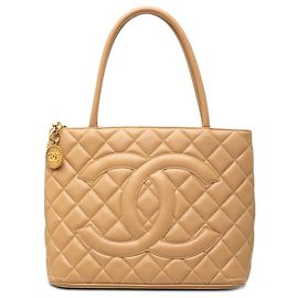 Chanel Beige Caviar Medallion Tote