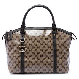 Bolso Satchel Gucci Beige Medium GG Crystal Charm
