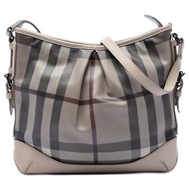 Burberry Hartham Crossbody em canvas revestido com padrão check cinza fumaça