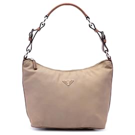 Borsa a tracolla Prada Brown Saffiano Trimmed Tessuto