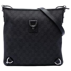 Borsa a tracolla Gucci Black GG Denim Abbey D Ring