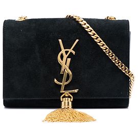 Saint Laurent Borsa a tracolla Kate con nappa in scamosciato nero Small