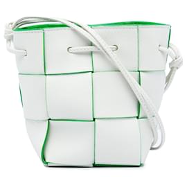 Borsa a secchiello Bottega Veneta White Mini Nappa Maxi Intrecciato Cassette