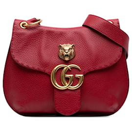 Borsa a tracolla Gucci Red GG Marmont in pelle di vitello Animalier